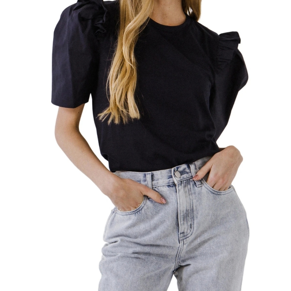 English Factory Poplin Combo Sleeve T-Shirt